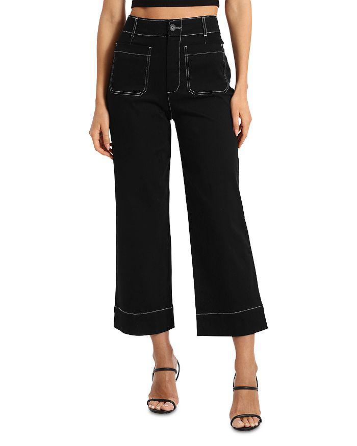 Bagatelle Contrast Stitch Crop Wide Leg Pants