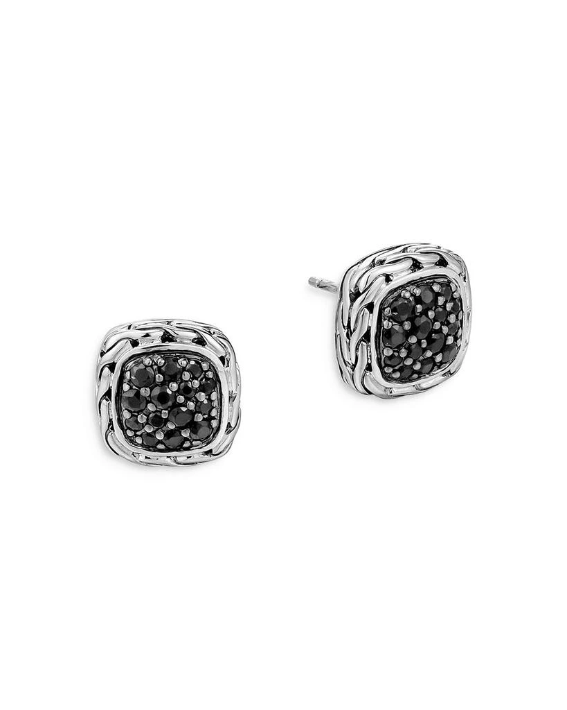 John Hardy "Kali Lava" Small Square Stud Earrings with Black Sapphire 3