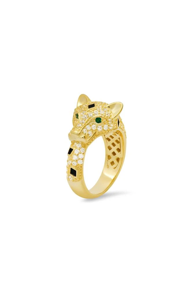 Queen Jewels 14K Gold Plated Sterling Silver CZ Pavé Panther Ring 4