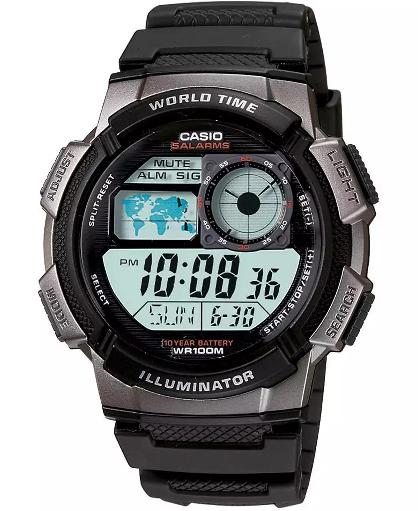 Casio Men's Digital Black Resin Strap Watch 43.7mm 1