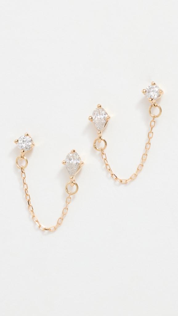 Adina Reyter 14k Pear Diamond Chain Posts