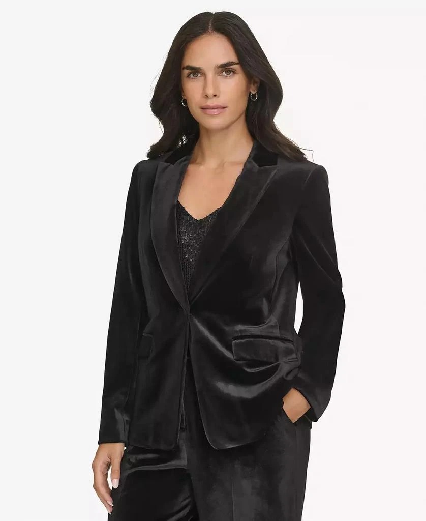 Calvin Klein Petite Single-Button Velvet Blazer 1