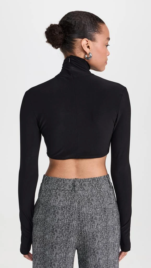 Norma Kamali Cropped Slim Fit Long Sleeve Turtleneck Top 2