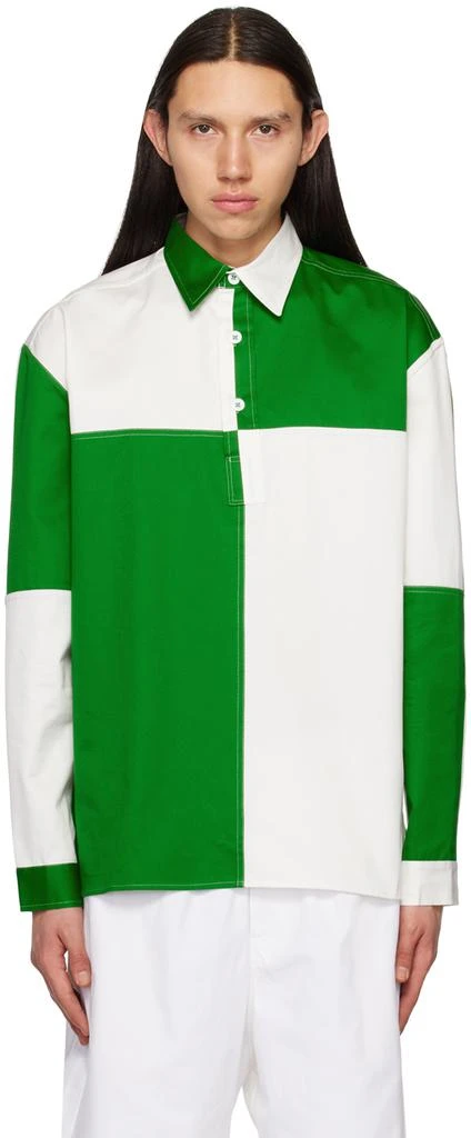 3MAN Green & White Colorblock Polo 1