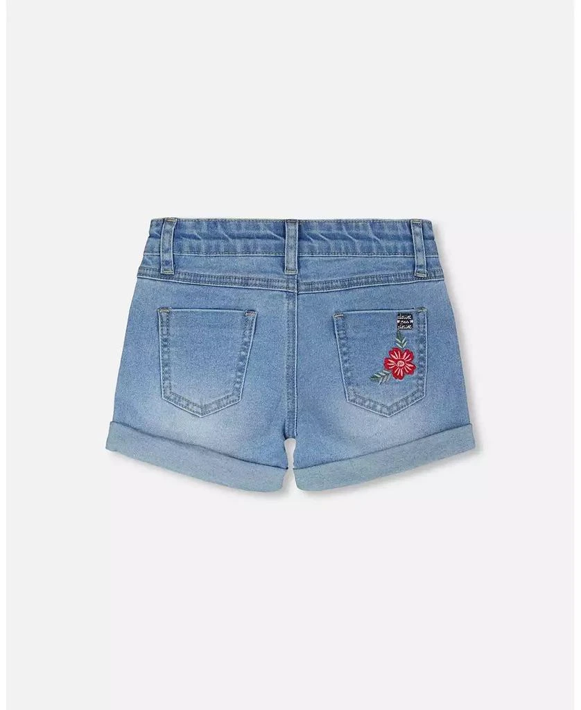 Deux par Deux Big Girls Light Blue Denim Shorts with Embroidery 3