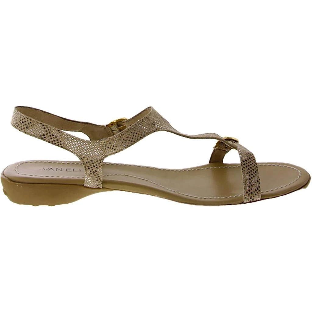 Vaneli Taletha Womens Patent Leather Embossed T-Strap Sandals 5