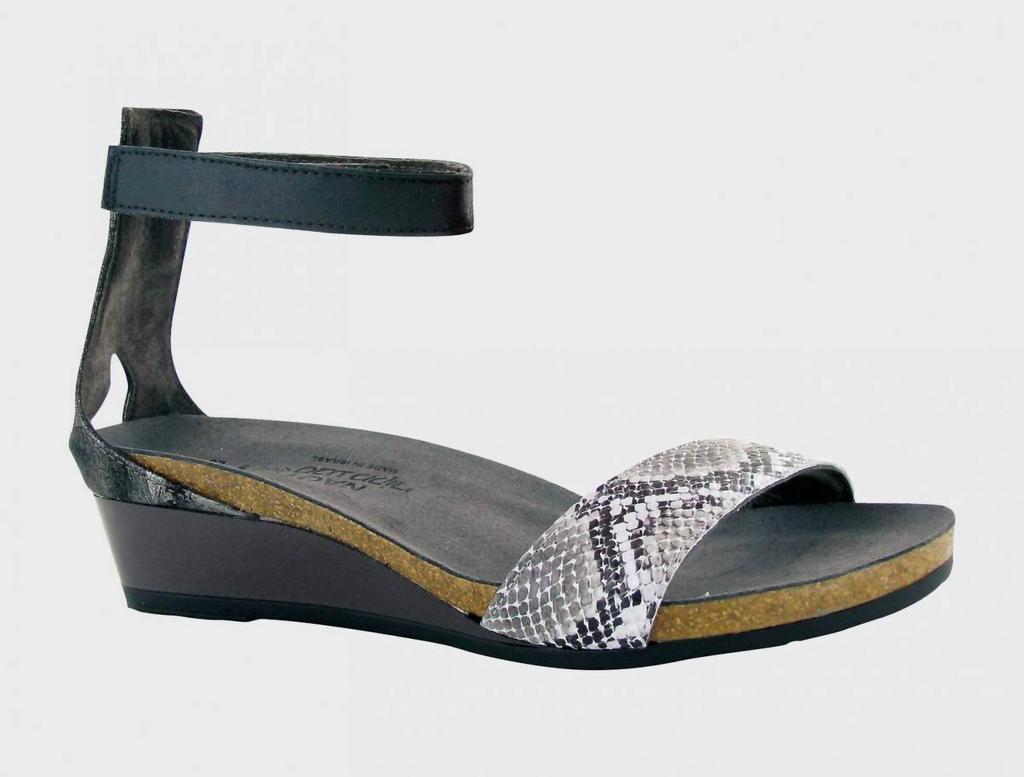 Naot Women's Pixie Cobra Leather Onyx Leather Wedge In Grey