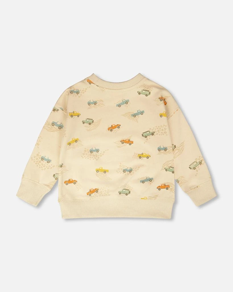 Deux par Deux French Terry Sweatshirt Beige Jeep Print 4
