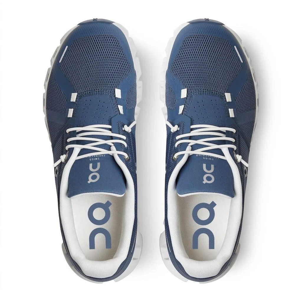 On Women's Cloud 5 Running Shoes In Denim/white 3