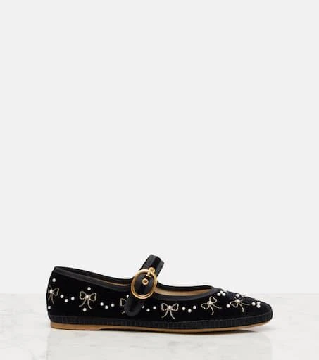 Valentino Endouce velvet Mary Jane flats 4