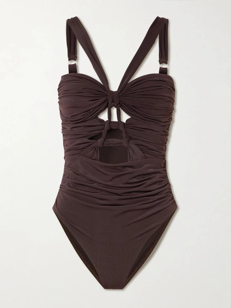 Zimmermann Daylight Cutout Ruched Swimsuit - Chocolate