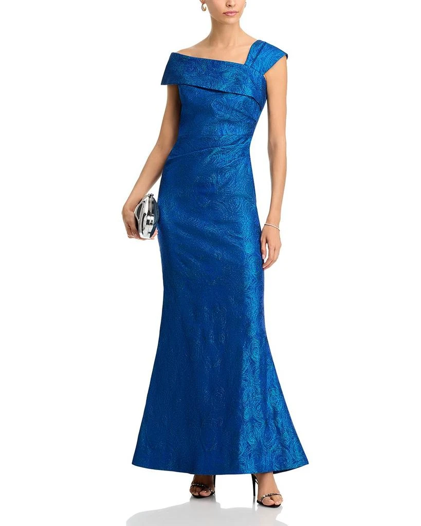 Teri Jon Metallic Jacquard Stretch Gown 3