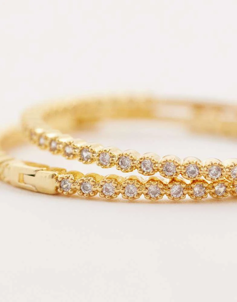 Orelia Orelia fine pave mid-size hoop earrings in 18k gold plated 3