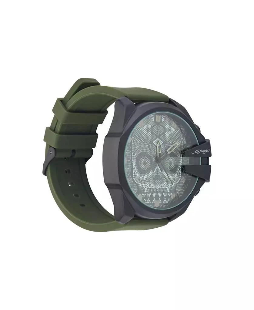 Ed Hardy Men's Matte Olive Silicone Strap Analog Watch 2