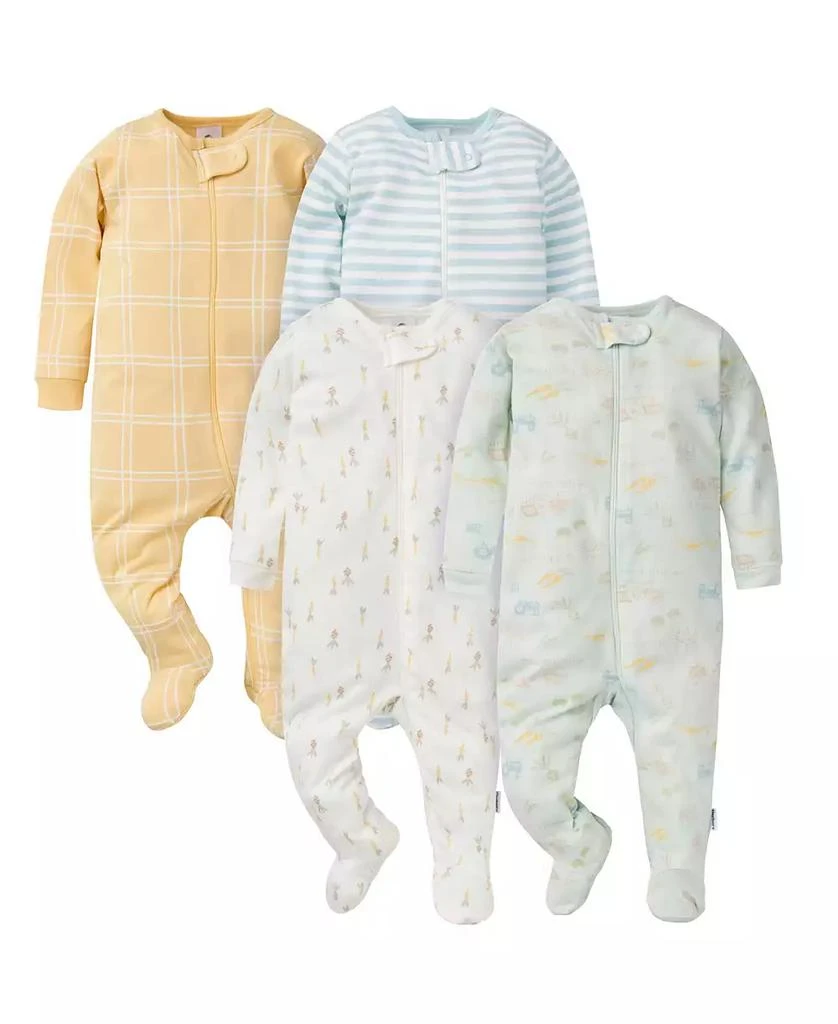 Gerber Baby Neutral 4-Pack Sleep 
N Plays, Farm, Newborn