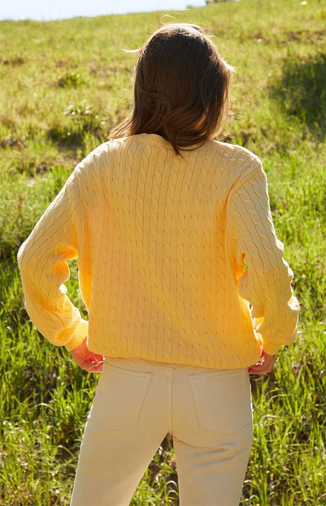 John Galt Yellow Brianna Cable Knit Sweater 3