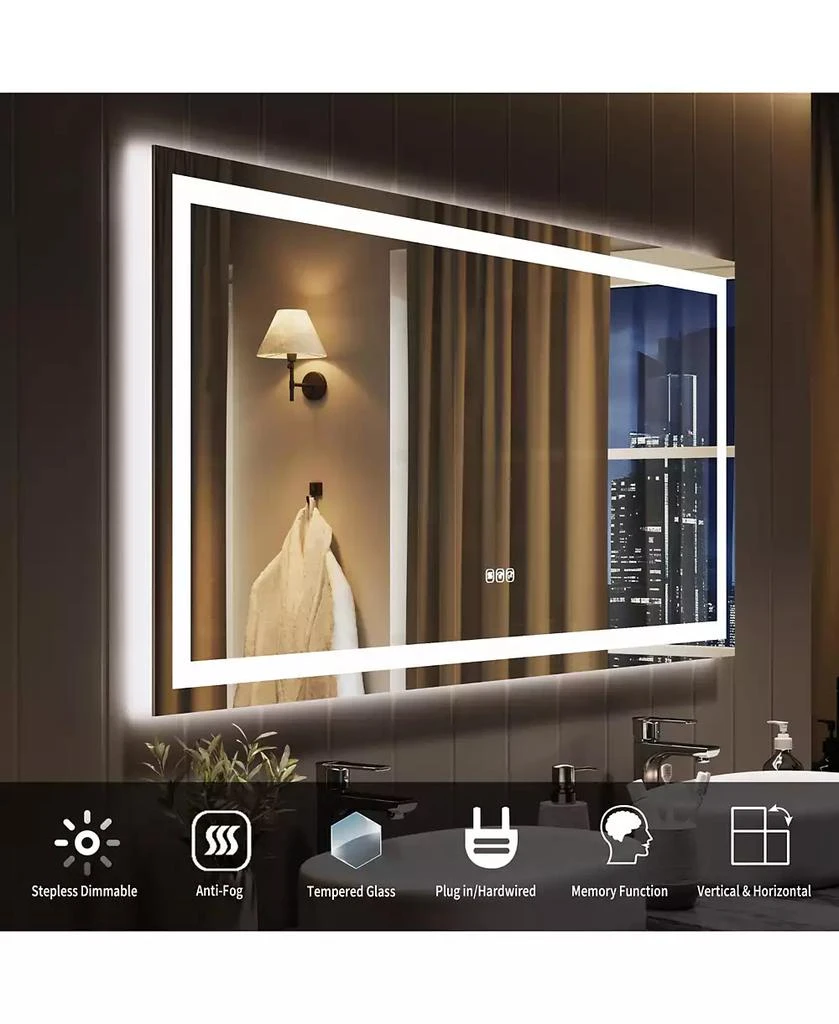 Homfan LED Bathroom Mirror with Lights, Front Lit + Backlit Vanity Mirror for Wall, Dimmable Lighted Bathroom Vanity Mirror, Anti-Fog, Memory Function 3