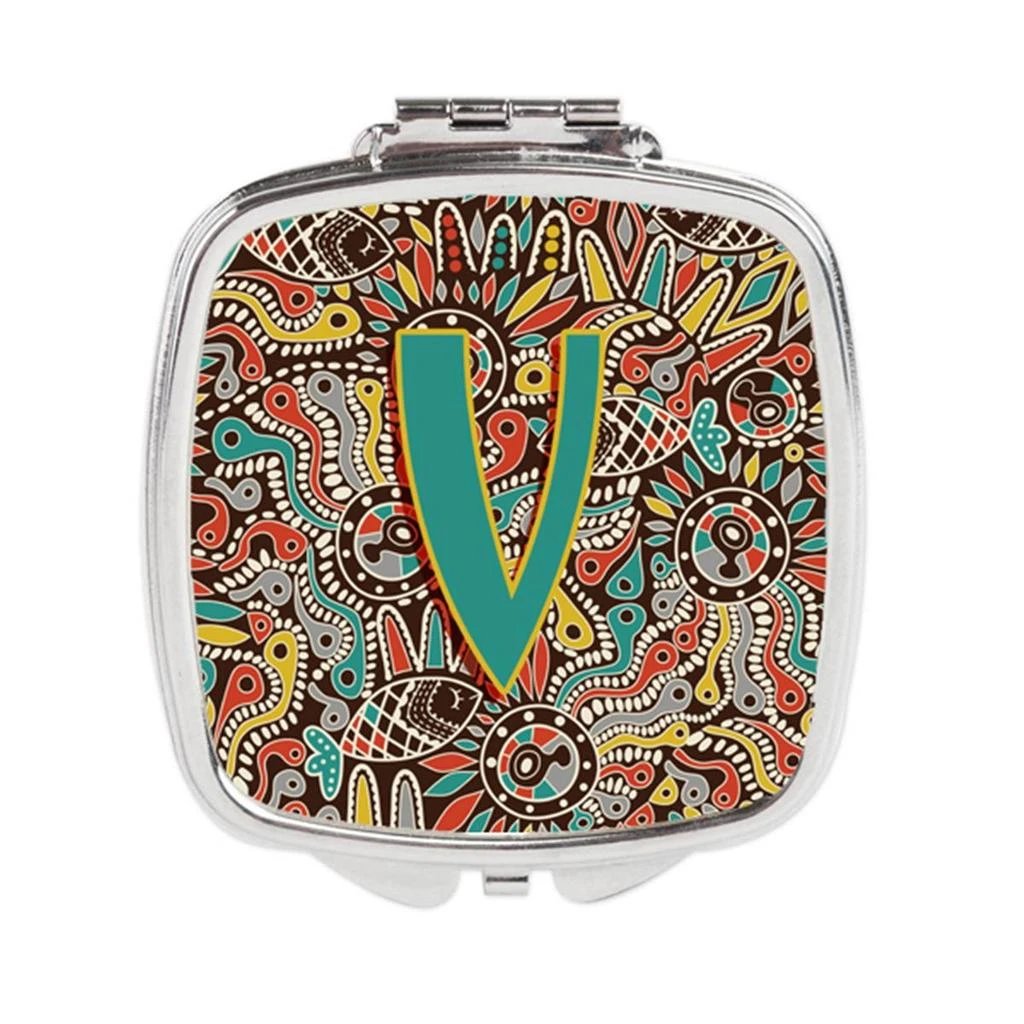 Carolines Treasures CJ2013-VSCM Letter V Retro Tribal Alphabet Initial Compact Mirror