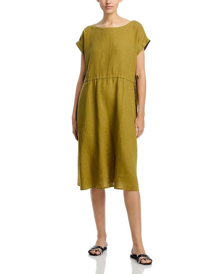 Eileen Fisher Linen Ballet Neck Cap Sleeved Dress 2