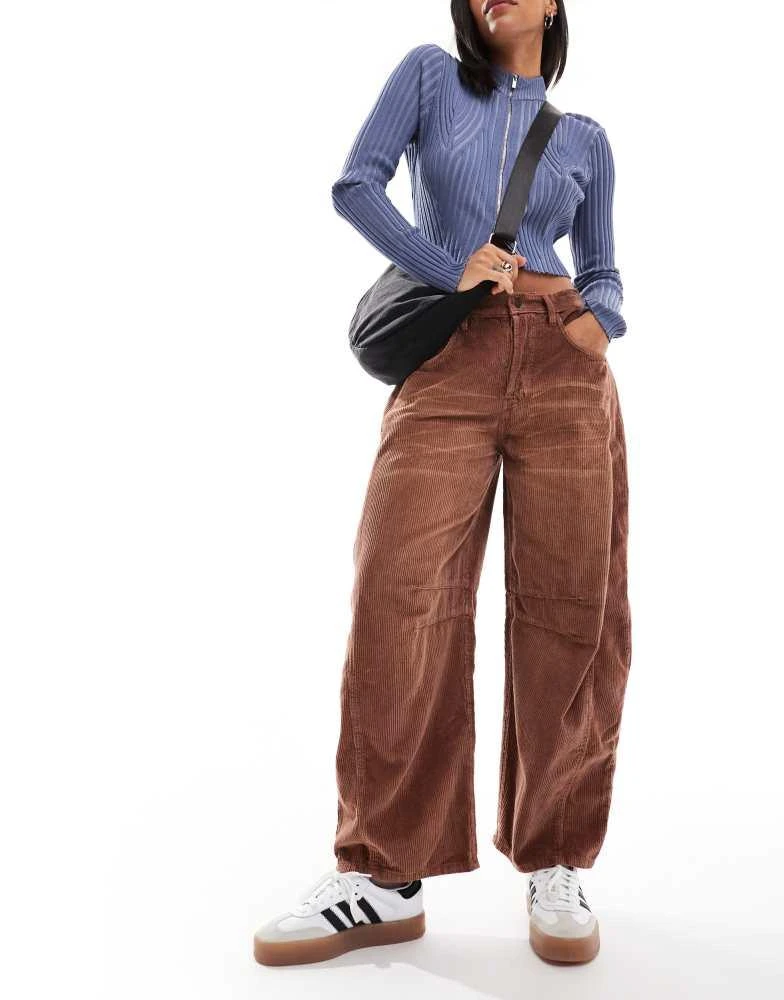 Free People Free People good luck barrel leg cord jeans in washed tan 1