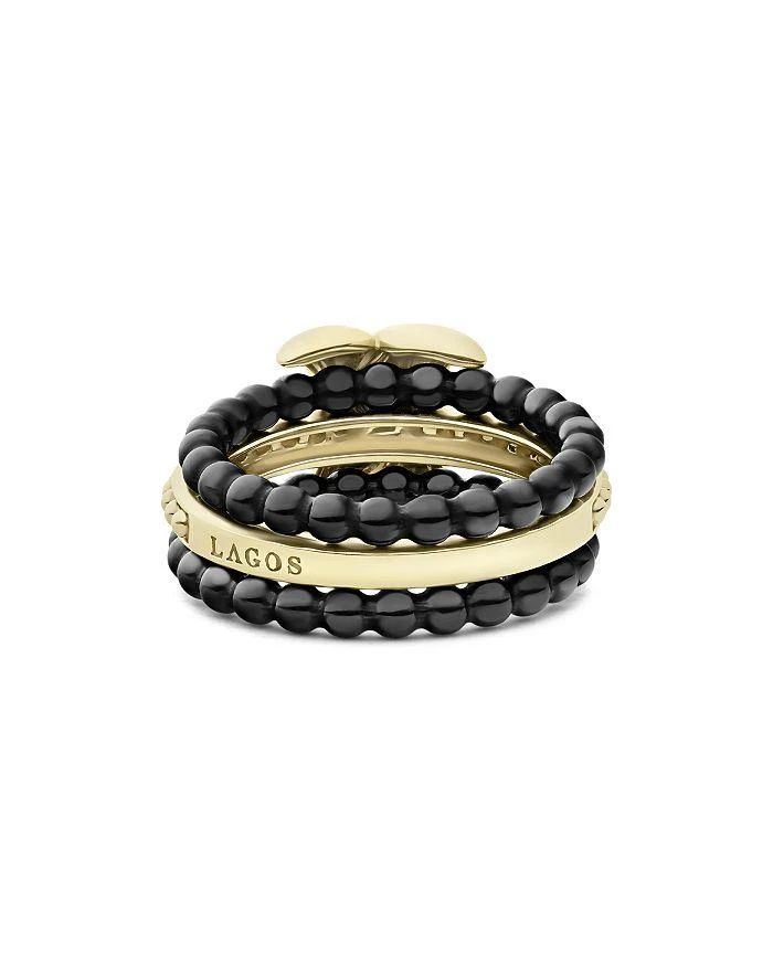 LAGOS Meridian 18K Yellow Gold & Ceramic Caviar Stack Ring 3