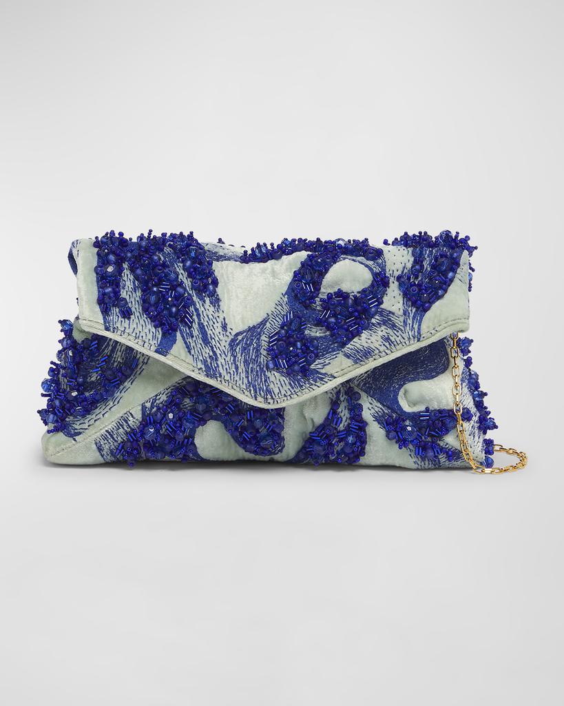 Dries Van Noten Beaded Leather Envelope Clutch Bag