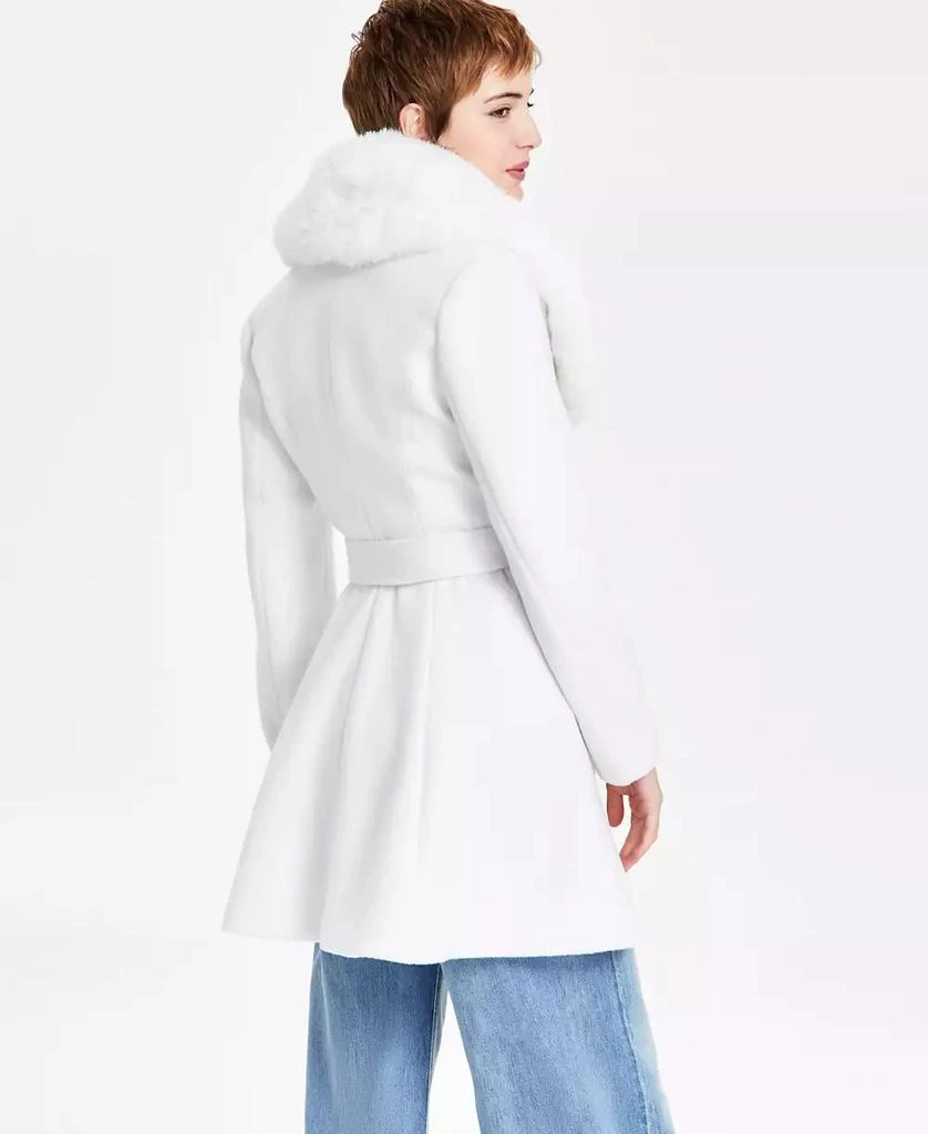 GUESS Women's Eve Faux-Fur-Collar Belted Coat 4