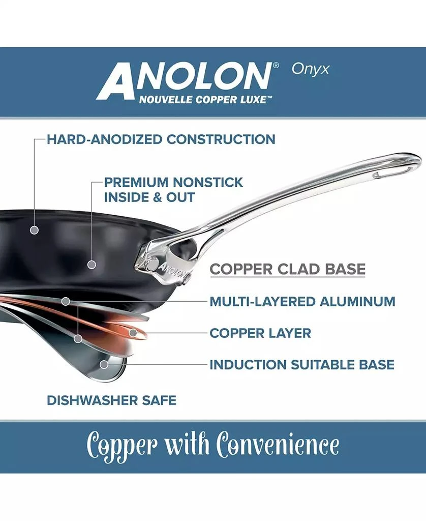 Anolon Nouvelle Copper Luxe Hard-Anodized Nonstick Straining Saucepan, 3.5-Quart, Onyx 6