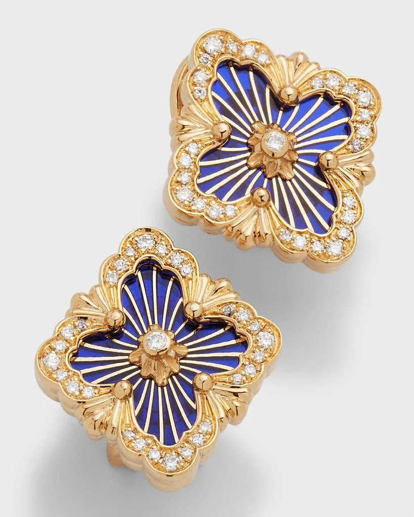 Buccellati 18K Gold Opera Tulle Blue Button Diamond Earrings 3