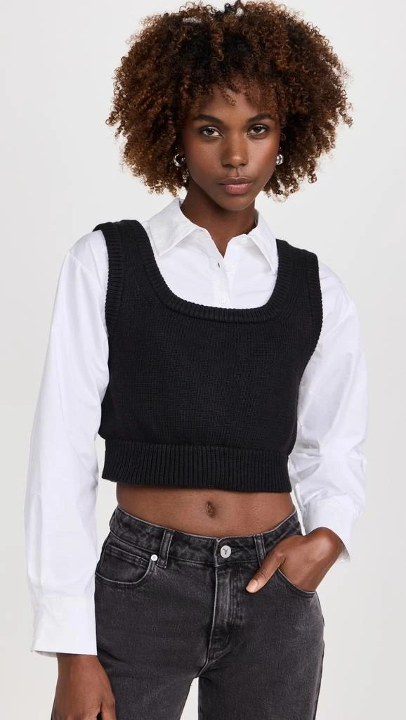 English Factory Cropped Knit Top Over Shirt 6
