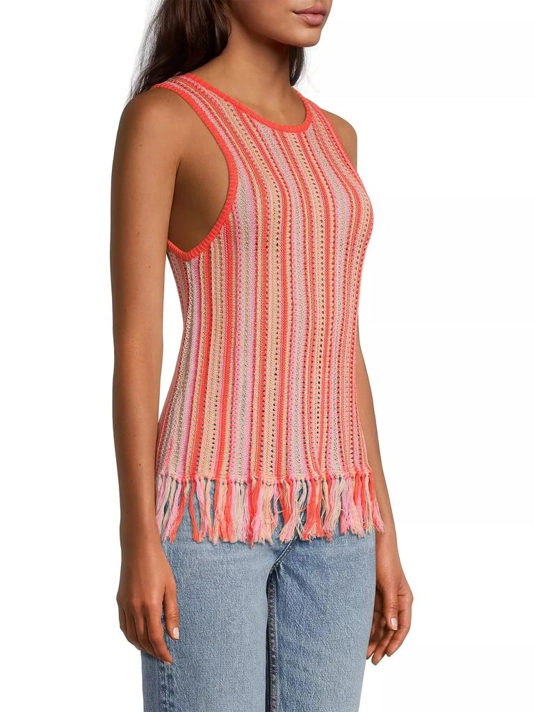 White + Warren Striped Crochet Tank 4