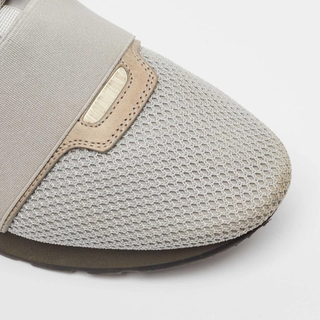 Balenciaga Balenciaga Grey/Beige Knit Fabric and Leather Race Runner Lace Up Sneakers Size 41 7