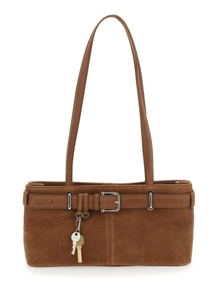 OSOI brocle Brown Shoulder Bag With Belt And Pendant Key Details In Hammered Leather Woman 1