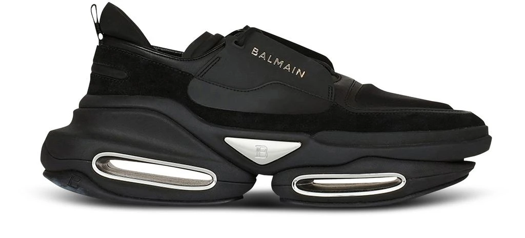 Balmain B-Bold leather and suede low-rise sneakers 1