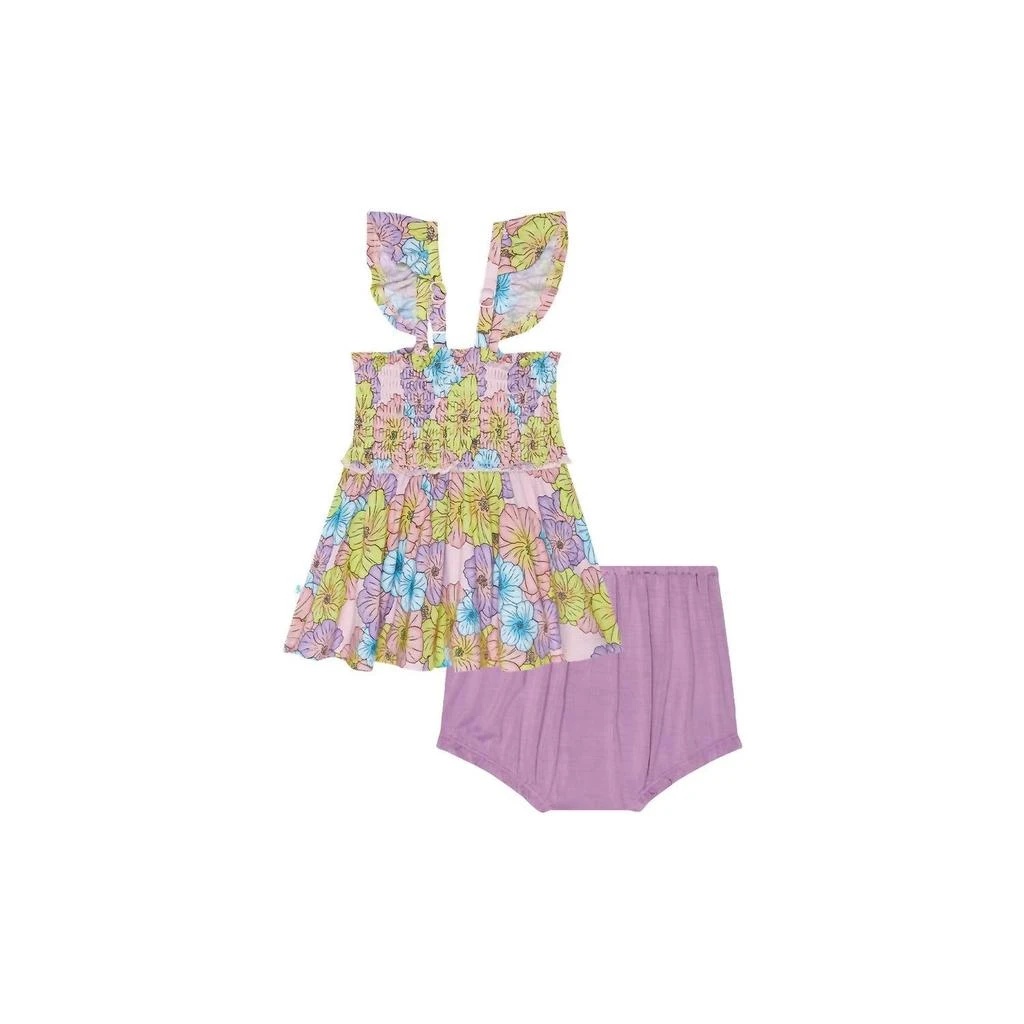 Posh Peanut Posh Peanut - Girl's Kourtney Smocked Flutter Sleeve Babydoll & Bloomer Set 2