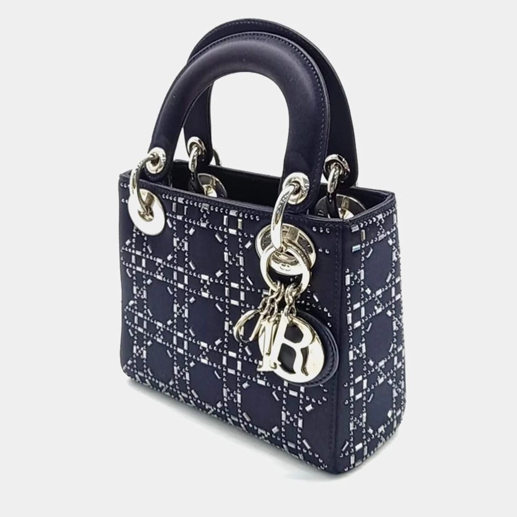 Dior Dior Dark Navy Blue Satin Mini Lady Dior Tote Bag 2