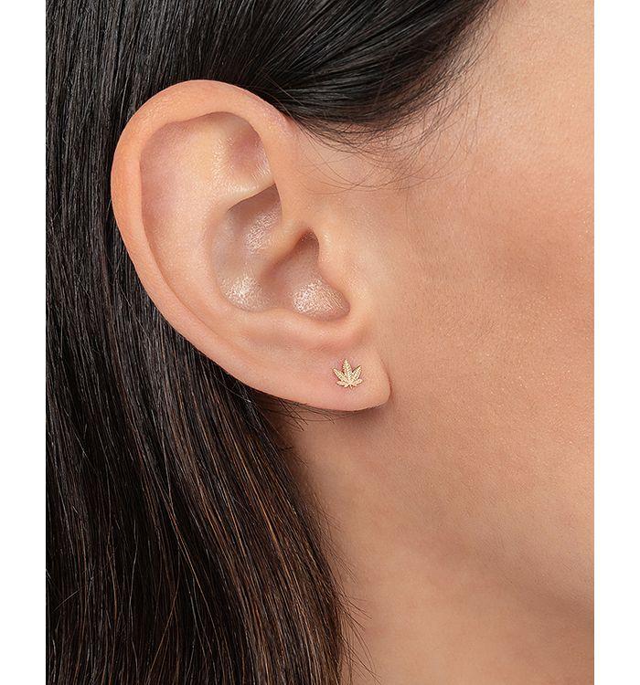 Zoe Lev 14K Yellow Gold Leaf Stud Earring