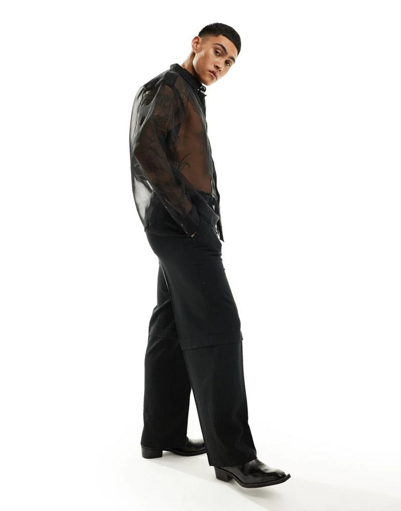ASOS ASOS DESIGN 90s oversized organza shirt in black 4