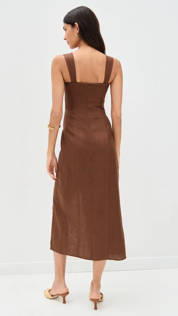 knee length dresses for ladies Rent The Selia Green Linen Dress By Reformation main image 0