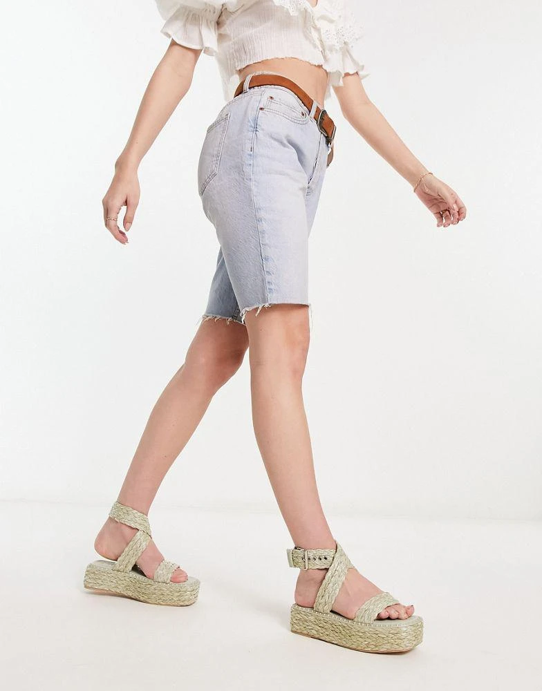 Raid RAID Crystal flatform sandals in green raffia 4