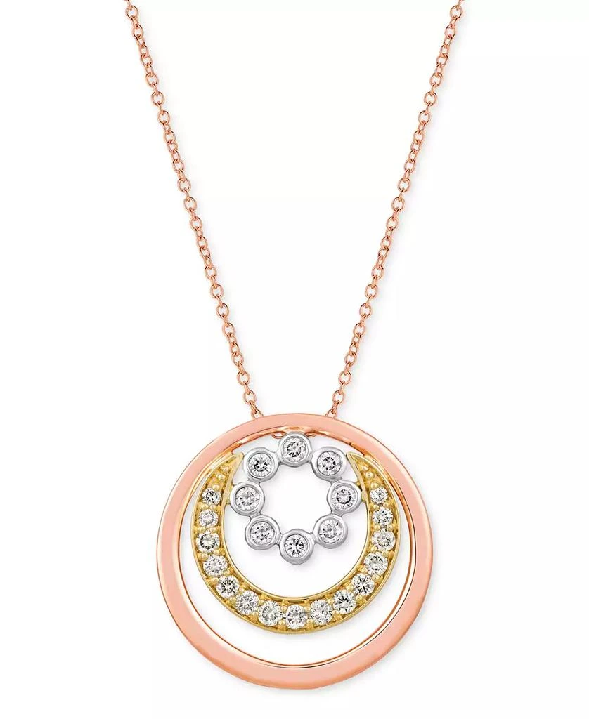Le Vian Nude Diamond Graduated Circle Adjustable 20" Pendant Necklace (5/8 ct. t.w.) in 14k Tricolor Gold 1