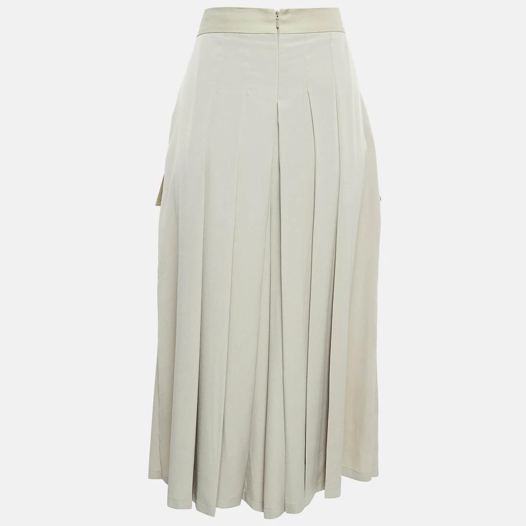 Max Mara Max Mara Beige Crepe Pleated Flared Capri Pants M 2