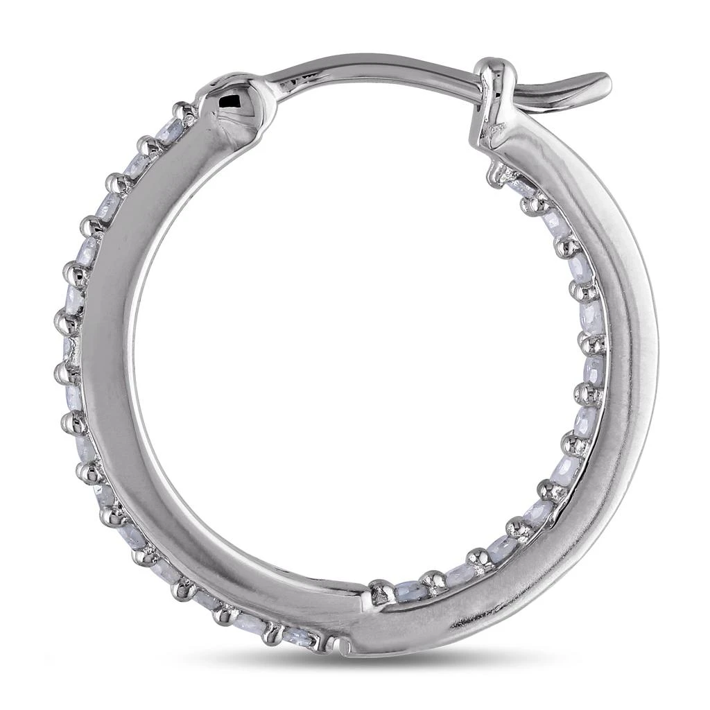 Mimi & Max 1/2ct TDW Diamond Inside Outside Hoop Earrings in Sterling Silver 5