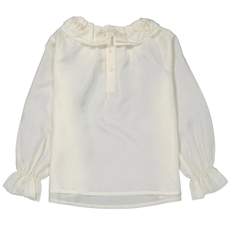 Bonpoint Kids White Lait Jaya Ruffle-Trim Silk Blouse 2