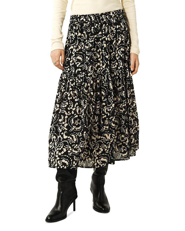 ba&sh Eola Floral Tiered Midi Skirt