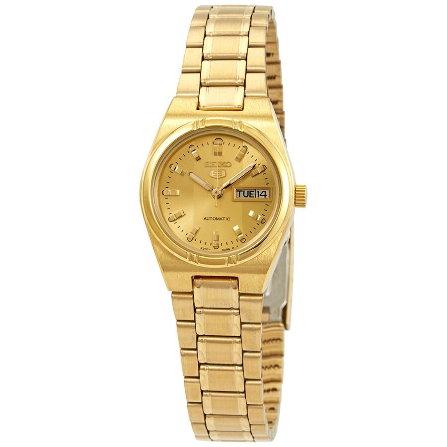 Seiko Open Box - Seiko Series 5 Automatic Gold Dial Ladies Watch SYM600