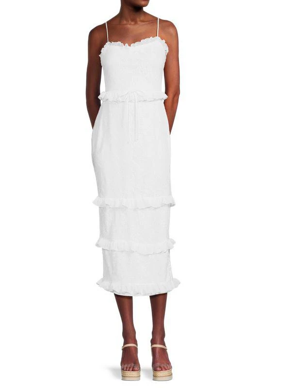 Bebe Lace Ruffle Tiered Midaxi Sheath Dress 1