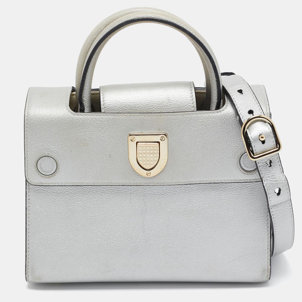 Dior Dior Silver Leather Mini Diorever Tote