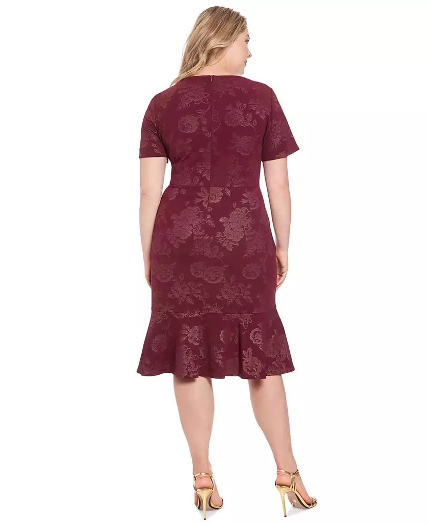 London Times Plus Size Side-Twist Flounce-Hem Sheath Dress 4