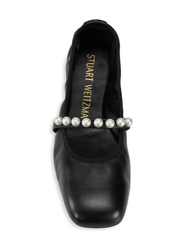 Stuart Weitzman Goldie Embellished Leather Ballet Flats 5